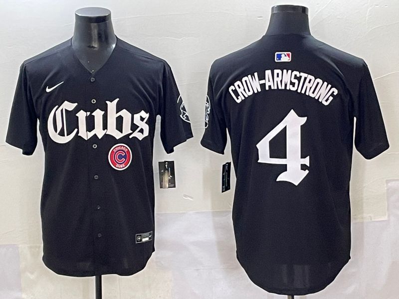 Men 2025 Chicago Cubs 4 Crow-Armstrong Black Five generations Joint Name Nike MLB Jersey style 17